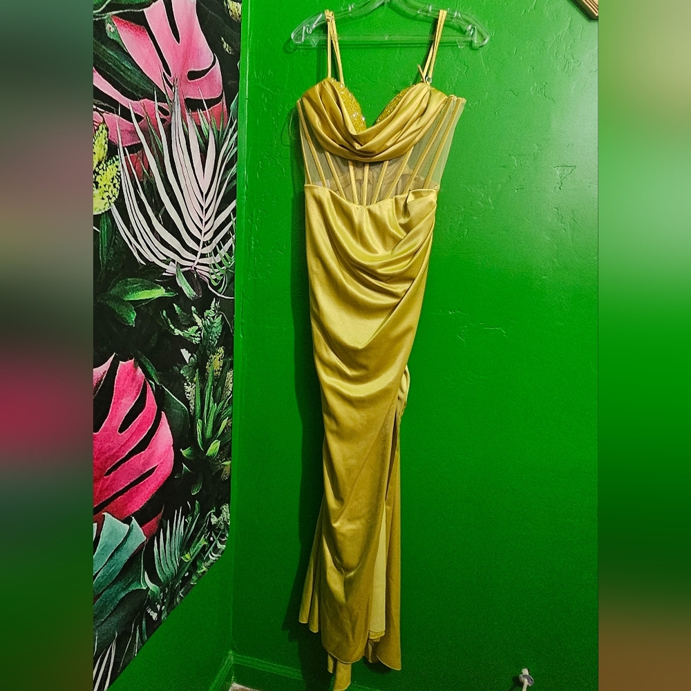 Handmade Chartruise Formal Gown Size S. New